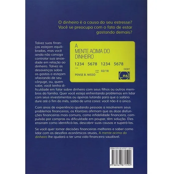 A Mente Acima Do Dinheiro 2 Ed Autor Klontz Brad Idioma Portugues 2017 Foto 1