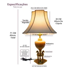 Abajur Antigo Alabastro Dourado Especial Cupula Oitavada 110V/220V Foto mini 2