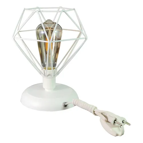 Abajur Aramado Diamante Pequeno Branco Ambientes Foto 1