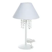 Abajur Branco Metal Cristais Quarto Bebê E Infantil Foto  mini 1