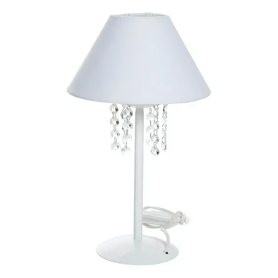 Abajur Branco Metal Cristais Quarto Bebê E Infantil Foto 1