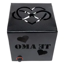 Abajur Cubo Luminária Led Presente Dia Dos Namorados Te Amo Cor da cúpula Preto Cor da estrutura Preto Foto mini 3