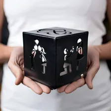 Abajur Cubo Luminária Led Presente Dia Dos Namorados Te Amo Cor da cúpula Preto Cor da estrutura Preto Foto mini 2