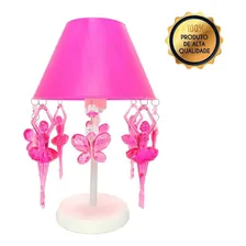 Abajur Infantil Borboletas Bailarinas Quarto BebĂȘ Rosa Pink Foto mini 1