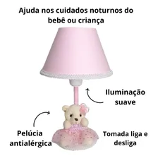 Abajur Infantil Cabeceira Quarto Bebê Criança - Menina Rosa Foto mini 4