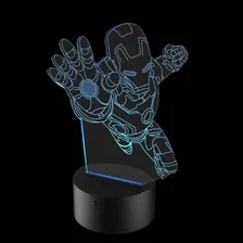 Abajur Luminária Led 3d Com Controle - Homem De Ferro Estrutura Preto Foto mini 3
