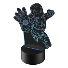 Abajur Luminária Led 3d Com Controle - Homem De Ferro Estrutura Preto Foto mini 1