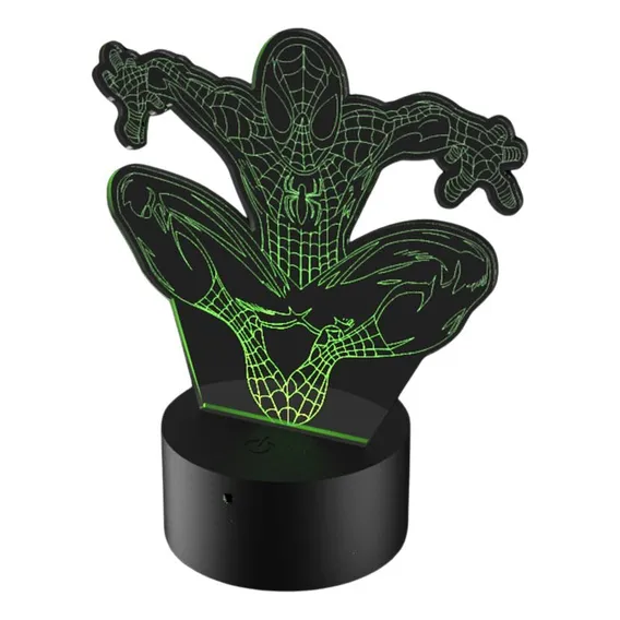 Abajur Luminária Led 3d Homem-aranha Estrutura Preto Foto 1