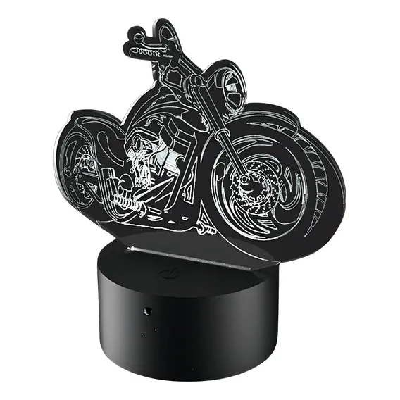 Abajur Luminária Led 3d - Moto Estrutura Preto Foto 1