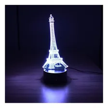 Abajur Luminária Led 3d - Paris Torre Eiffel Estrutura Preto Foto mini 2