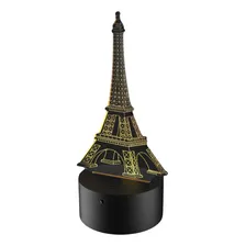 Abajur Luminária Led 3d - Paris Torre Eiffel Estrutura Preto Foto mini 1