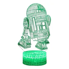 Abajur Luminária Led 3d - R2-2d Star Wars Com Controle Estrutura Craquelada Foto  mini 1
