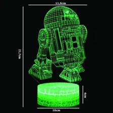 Abajur Luminária Led 3d - R2-2d Star Wars Com Controle Estrutura Craquelada Foto mini 4