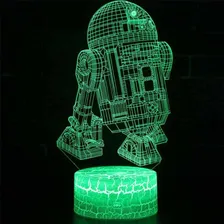 Abajur Luminária Led 3d - R2-2d Star Wars Com Controle Estrutura Craquelada Foto mini  2