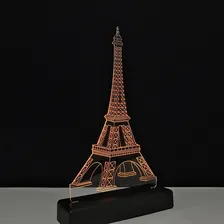 Abajur Luminária Led Torre Eiffel Paris França Cúpula Amarelo Estrutura Preto Foto mini  3