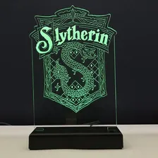 Abajur Luminária Sonserina Harry Potter Slytherin Led Cúpula Verde Estrutura Preto Foto mini  2