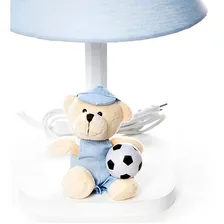 Abajur Madeira Menino Urso Azul Bola Futebol Bebê Infantil Foto mini  2