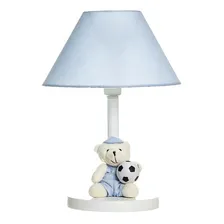 Abajur Madeira Menino Urso Azul Bola Futebol Bebê Infantil Foto  mini 1