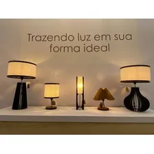 Abajur Madeira Tambor P/ Sala Mesa Quarto Cabeceira De Cama Cor da cúpula Imbuia Cor da estrutura Imbuia Foto mini 2