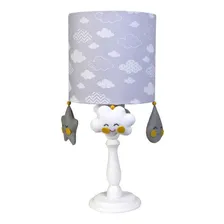 Abajur Quarto Bebe Azul Madeira Infantil Chuva Amor Nuvem Cor da cúpula Cinza Cor da estrutura Branco Foto mini 1