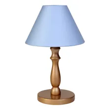 Abajur Torneado Dourado Azul Quarto Bebê Infantil Menino Foto mini 1