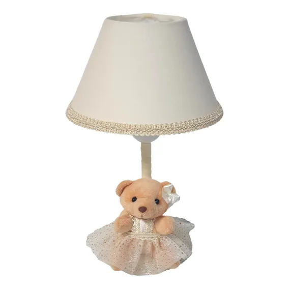 Abajur Ursinho Tecido P/ Quarto Bebê 28cm - Bivolt Foto 1