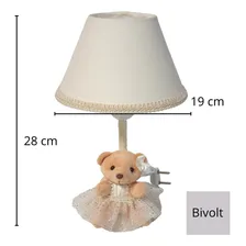 Abajur Ursinho Tecido P/ Quarto Bebê 28cm - Bivolt Foto mini  2
