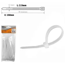 Abraçadeira Branca Nylon 2,5x150mm C/100 Cor Branco Foto  mini 1