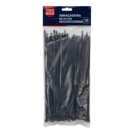 Abraçadeira Nylon 4,8mm X 200mm Preta - Yins Foto 1