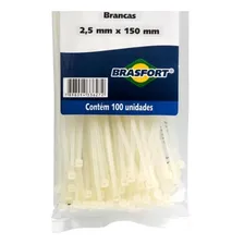Abracadeira Nylon Brasfort Branca 2,5x150 100 Pecas 8627 Foto mini  2