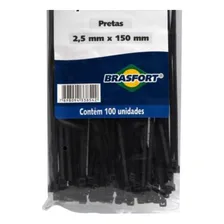Abracadeira Nylon Brasfort Preta 2,5x150 100 Pecas 8854 Foto mini  2
