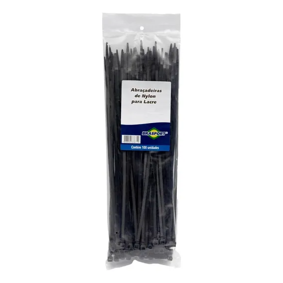 Abracadeira Nylon Brasfort Preta 3,6x250 100 Pecas 8863 Foto 1