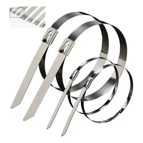 Abraçadeira Zip Tie Termotape Em Aço Inox 10cm Comp 10 Peças Cor Prateado Foto 1