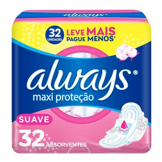 Absorvente Always Proteção Total Suave Com Abas 32 Unidades Foto 1