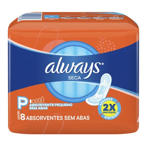Absorvente Always Super Proteção Seca Sem Abas - 8 Unidades Foto 1