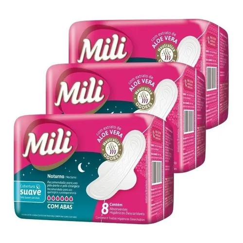 Absorvente Intimo Fem. Fluxo Intenso Noturno Mili (80 Un Foto 1