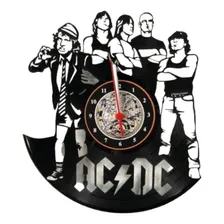 Ac / Dc, Relógio Disco De Vinil, Retrô, Rock, Banda Estrutura Preto Fundo Preto Foto  mini 1