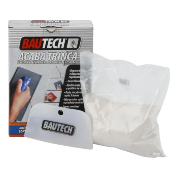 Acaba Trinca E Veda Fissuras 500g Bautech Fácil Aplicação Cor Branco Foto 1
