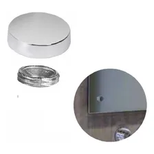 Acabamento Para Espelho Prata Aluminio Botao Rosca Interna Foto mini 1