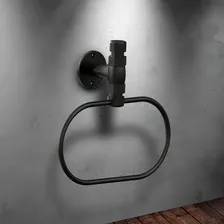 Acess贸rio Banheiro Industrial Porta Toalha Argola Preto Luxo Foto mini 4