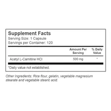 Acetil L Carnitina Hci 500mg 120 Capsulas Importado Cod. 101 Foto mini 2