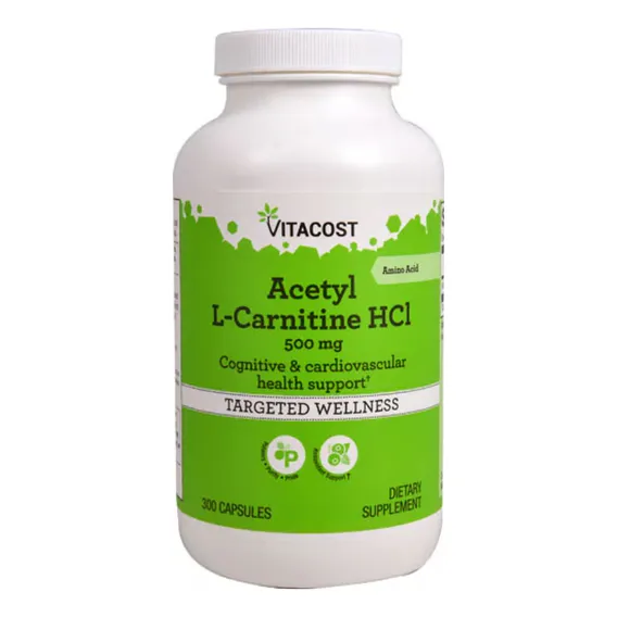 Acetil L Carnitina Hcl 500mg 300 Cápsulas Vitacost Neutro Foto 1