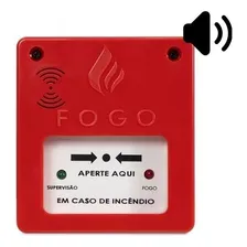 Acionador Fogo Incêndio Bombeiro Endereçavel Com Sirene Foto mini 2
