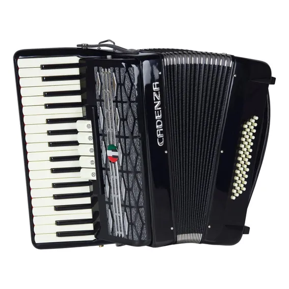 Acordeon Gaita Sanfona Cadenza 48 Baixos Preta 34 Teclas Foto 1