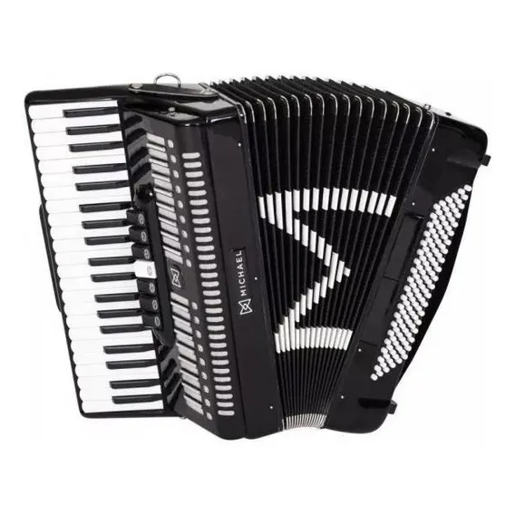 Acordeon Michael 120 Baixos Preto Acm12007n Com Bag Foto 1
