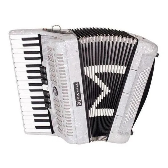 Acordeon Michael 80 baixos Acm8007n Pwh perolado Foto 1