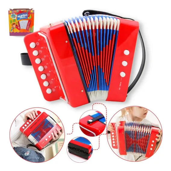 Acordeon Sanfona Gaita Acordeão Infantil - Vermelho Foto 1