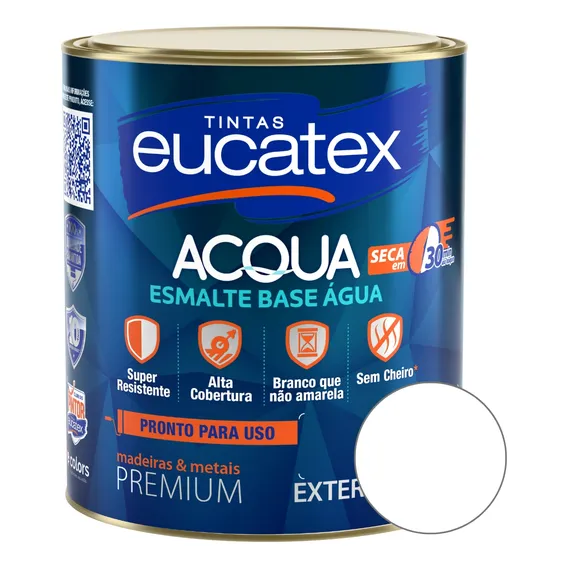 Acqua Base Água Tinta Esmalte Acetinado Eucatex Cor Branco 900ml Foto 1