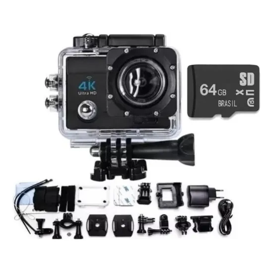Action Cam Wifi Câmera Capacete Esporte Mergulho Hd 1080p 4k Cor Preto Foto 1