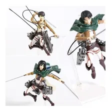 Action Figure Attack On Titan Eren Mikasa Levi Articulado Foto  mini 1